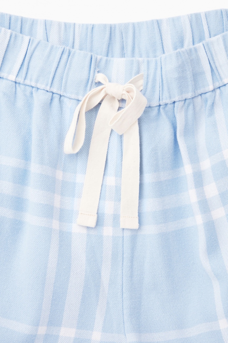Women's COS Checked Flannel Pajama Set Pajamas Light Blue / White NZ-65SRXZEUM