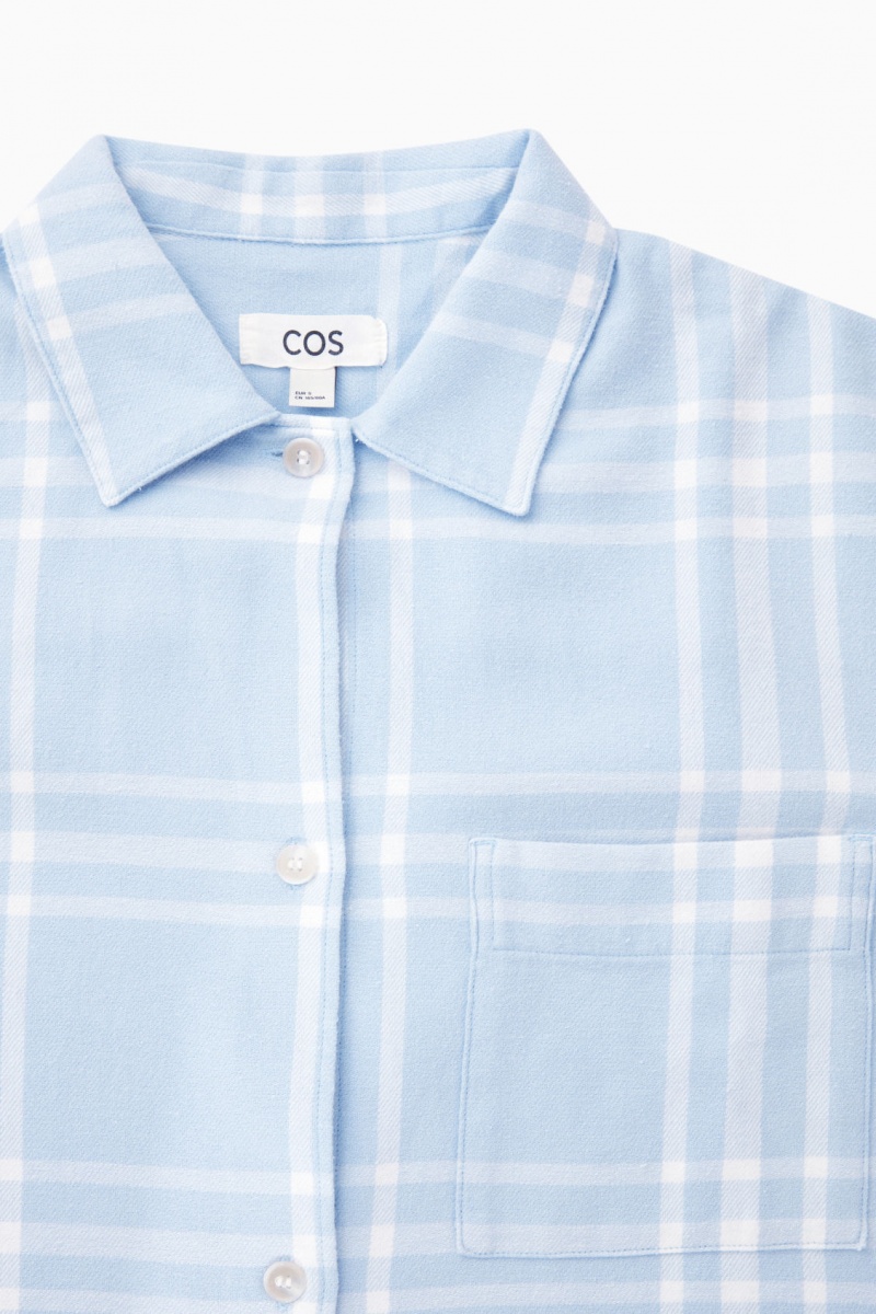 Women's COS Checked Flannel Pajama Set Pajamas Light Blue / White NZ-65SRXZEUM