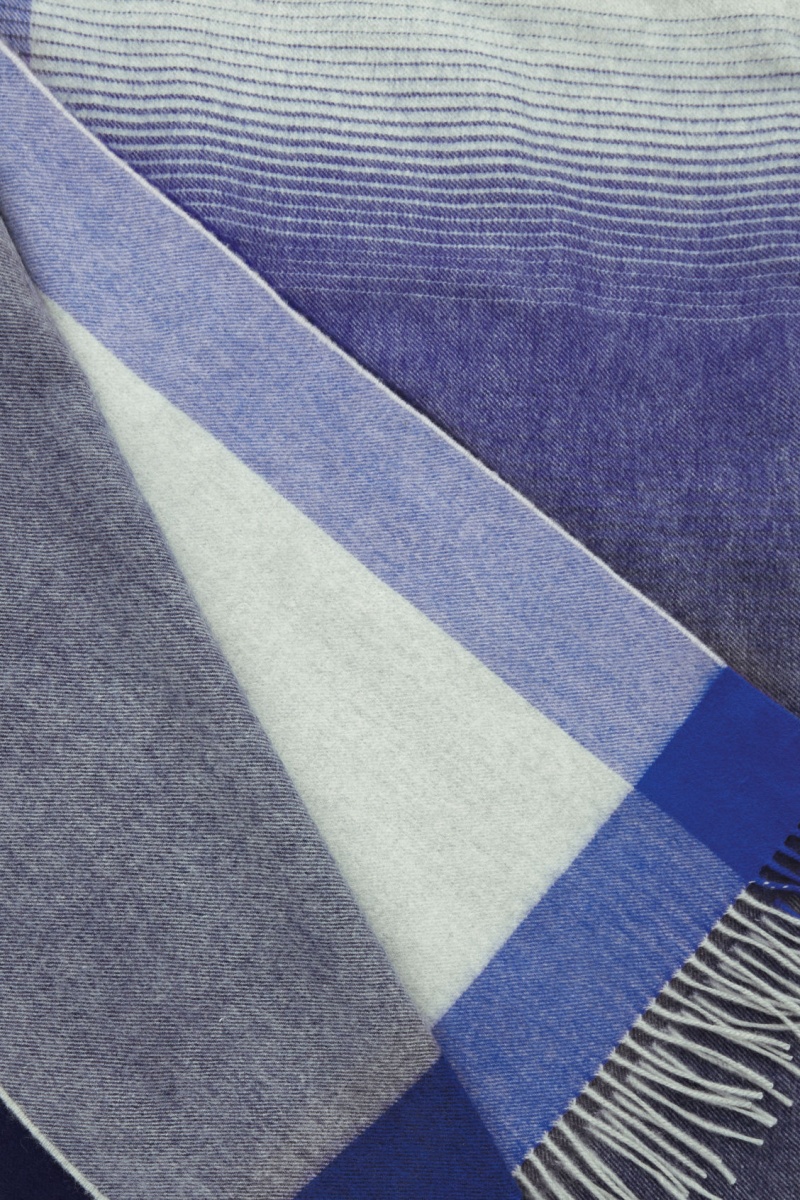 Women's COS Checked Lambswool And Cashmere Blanket Blue NZ-32KUEXTRQ