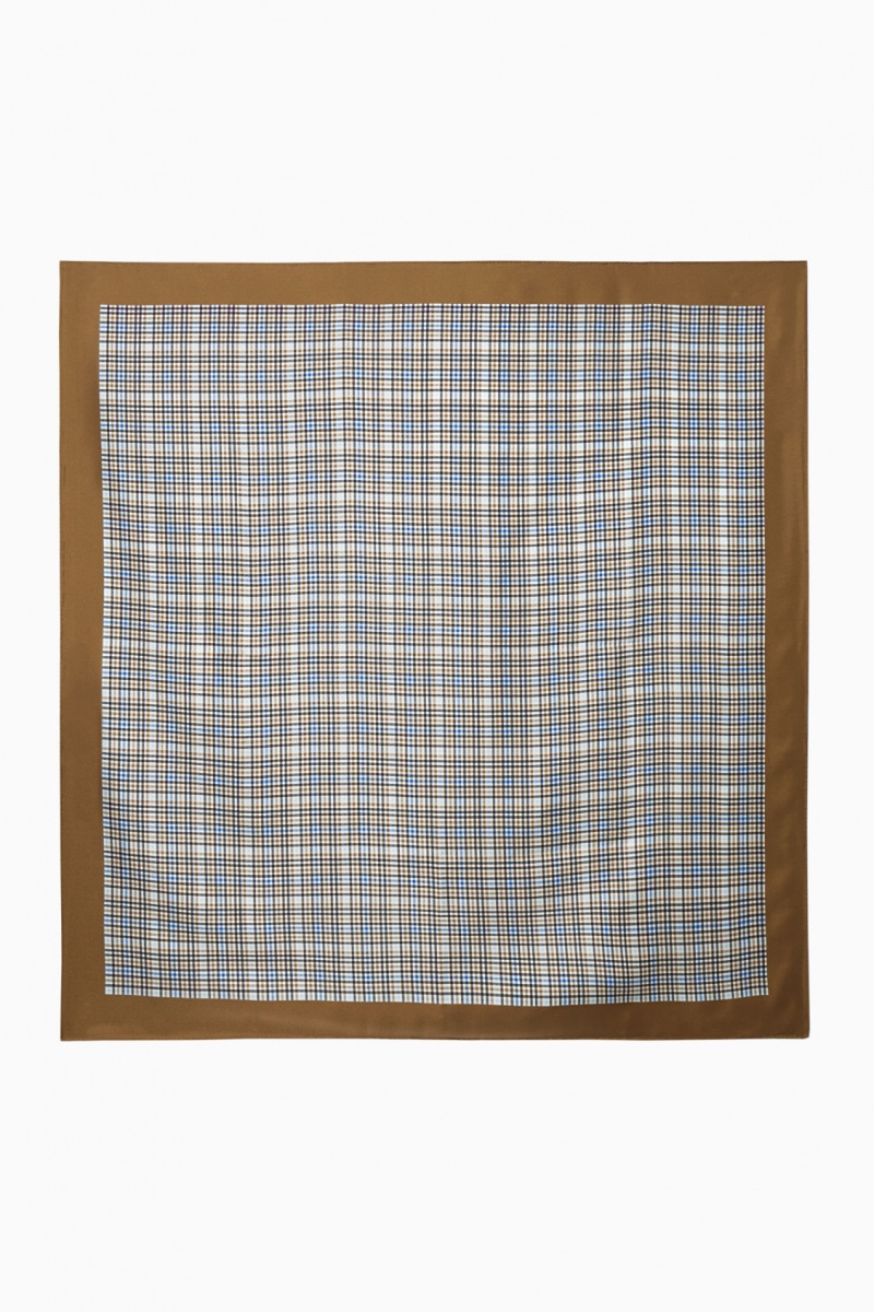 Women's COS Checked Pure Silk Neck Scarf Multicolor NZ-62BNYLKVO