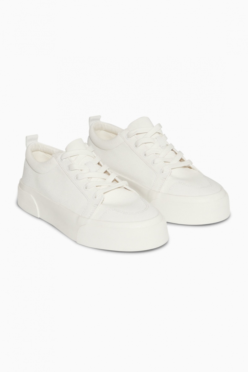 Women's COS Chunky Canvas Sneakers White NZ-26NGJRDUL