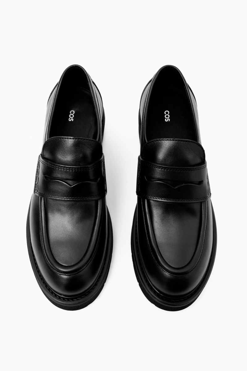 Women's COS Chunky Leather Penny Loafers Black NZ-18SLTNGVX