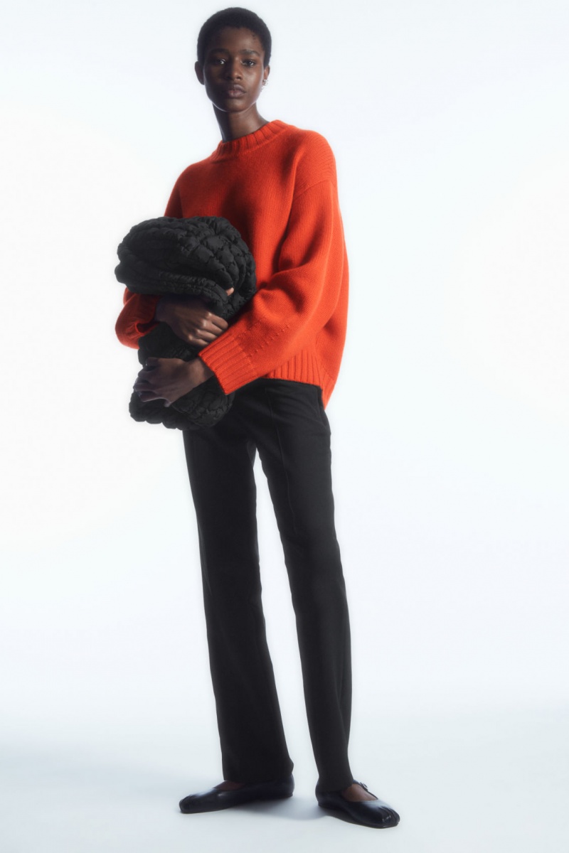 Women's COS Chunky Pure Cashmere Crew-Neck Jumpers Light Orange NZ-85ZFBWLHN