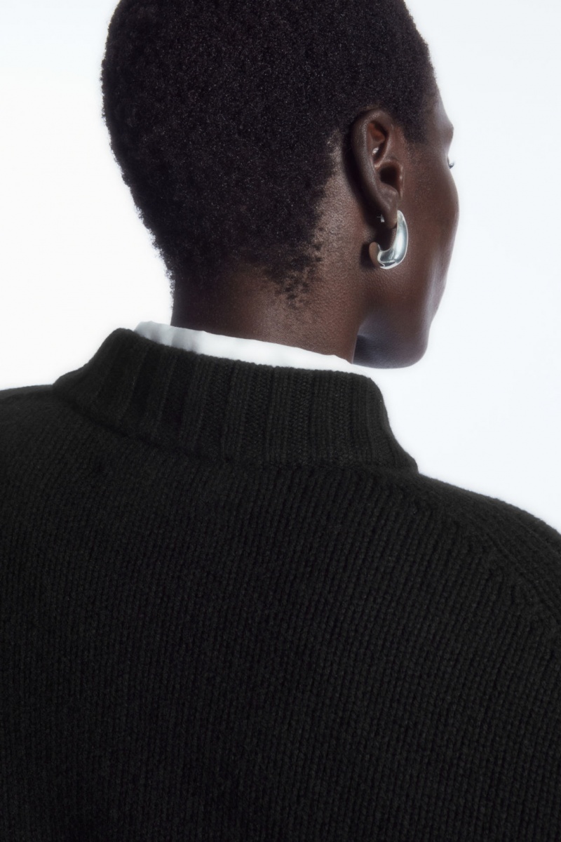 Women's COS Chunky Pure Cashmere Crew-Neck Jumpers Black NZ-12NGEXAVO