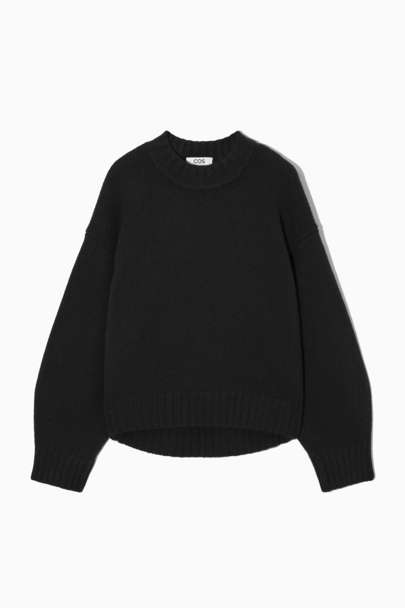 Women's COS Chunky Pure Cashmere Crew-Neck Jumpers Black NZ-12NGEXAVO