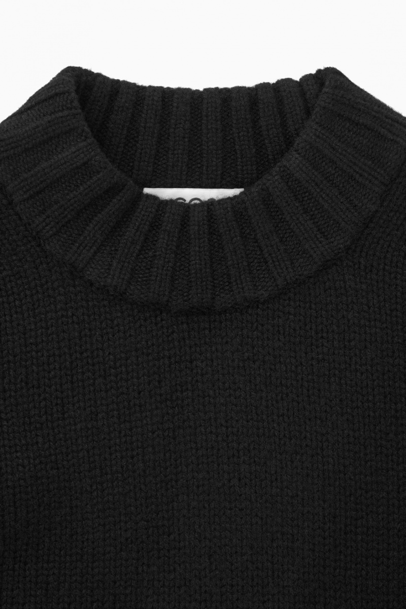 Women's COS Chunky Pure Cashmere Crew-Neck Jumpers Black NZ-12NGEXAVO