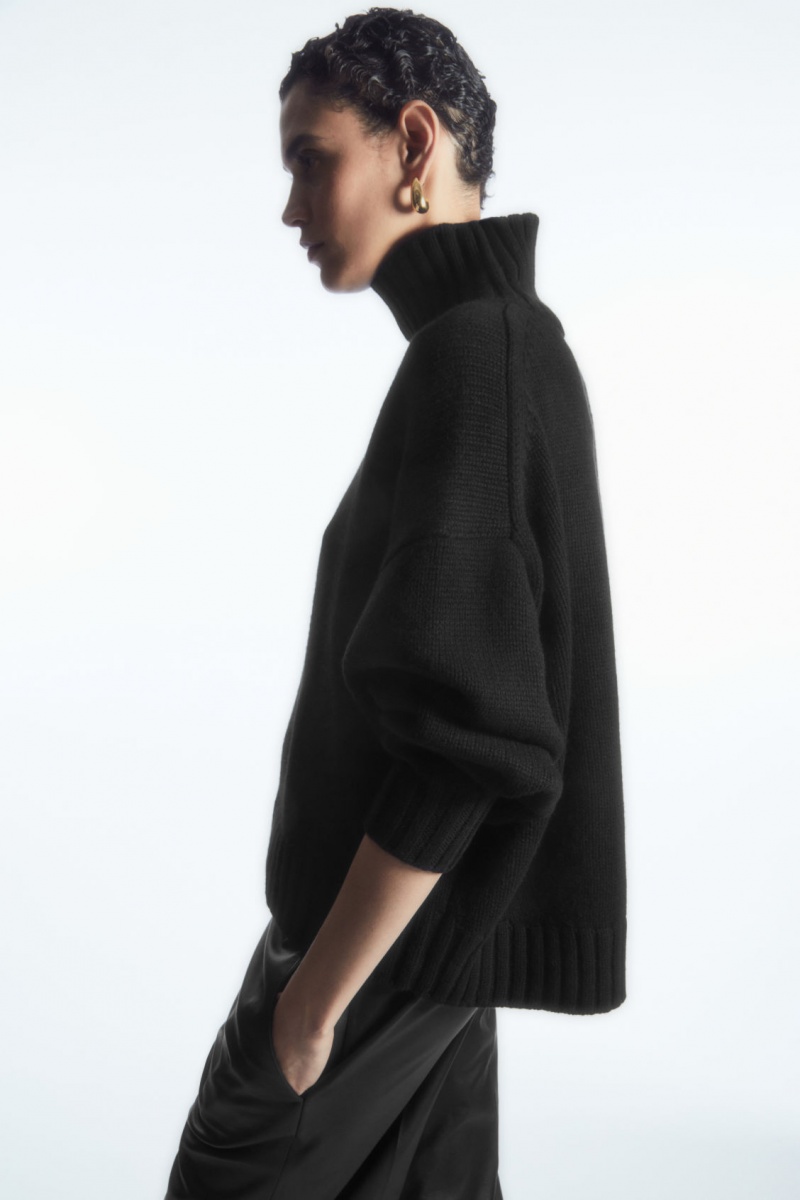 Women's COS Chunky Pure Cashmere Turtleneck Sweaters Black NZ-19TZSGRDB