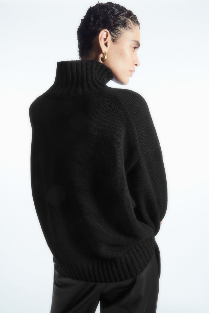 Women's COS Chunky Pure Cashmere Turtleneck Sweaters Black NZ-19TZSGRDB