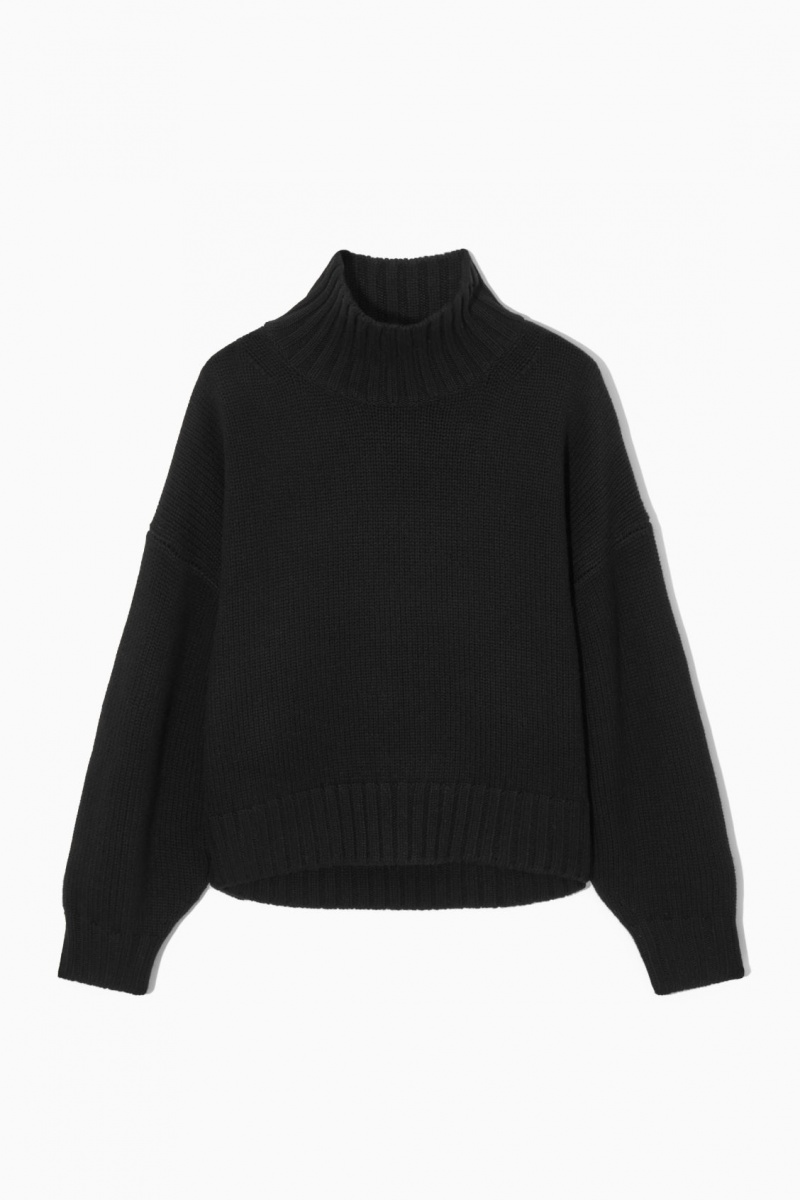 Women's COS Chunky Pure Cashmere Turtleneck Sweaters Black NZ-19TZSGRDB