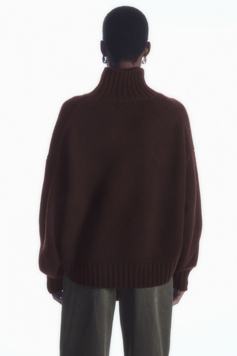 Women's COS Chunky Pure Cashmere Turtleneck Sweaters Dark Brown NZ-17QGERCUZ