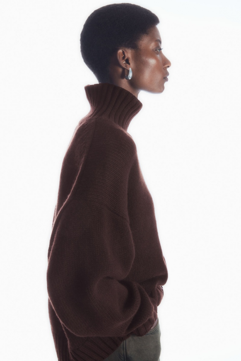 Women\'s COS Chunky Pure Cashmere Turtleneck Sweaters Dark Brown NZ-17QGERCUZ