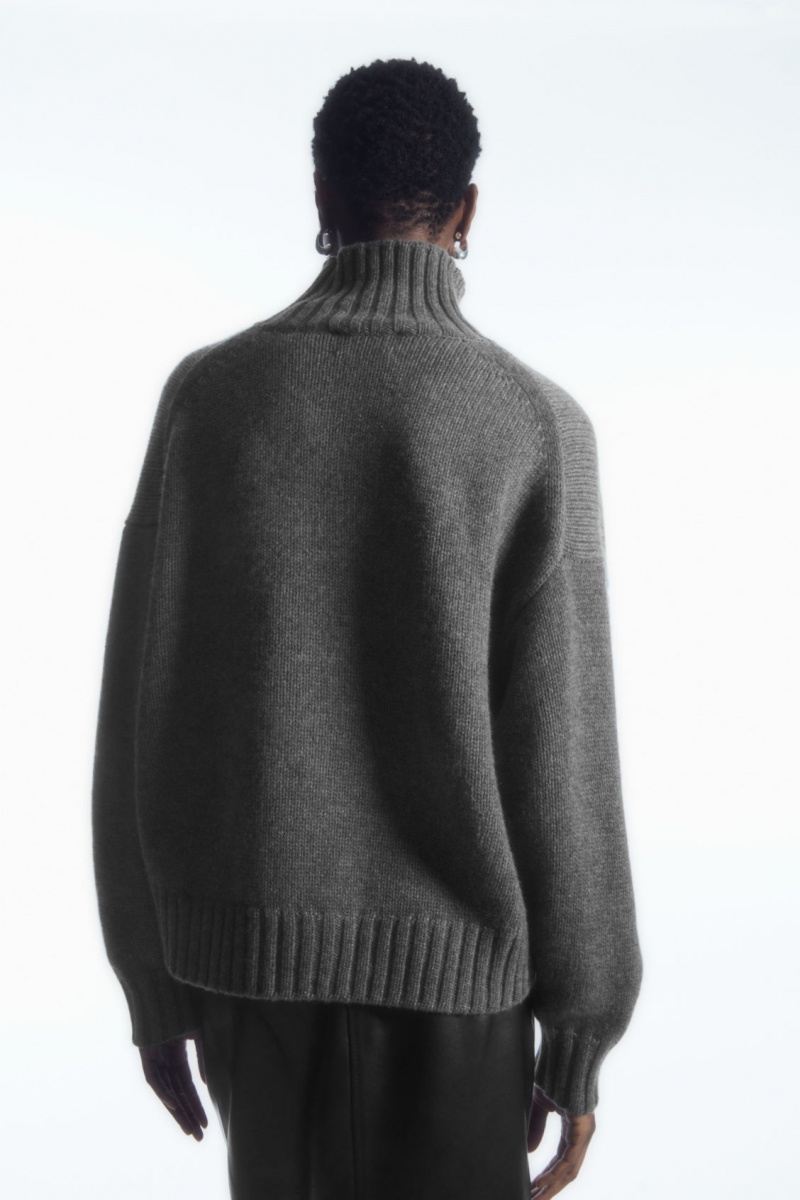 Women's COS Chunky Pure Cashmere Turtleneck Sweaters Dark Grey NZ-36CFIQNGR