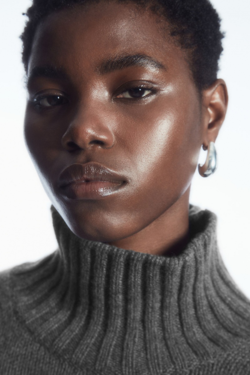 Women's COS Chunky Pure Cashmere Turtleneck Sweaters Dark Grey NZ-36CFIQNGR