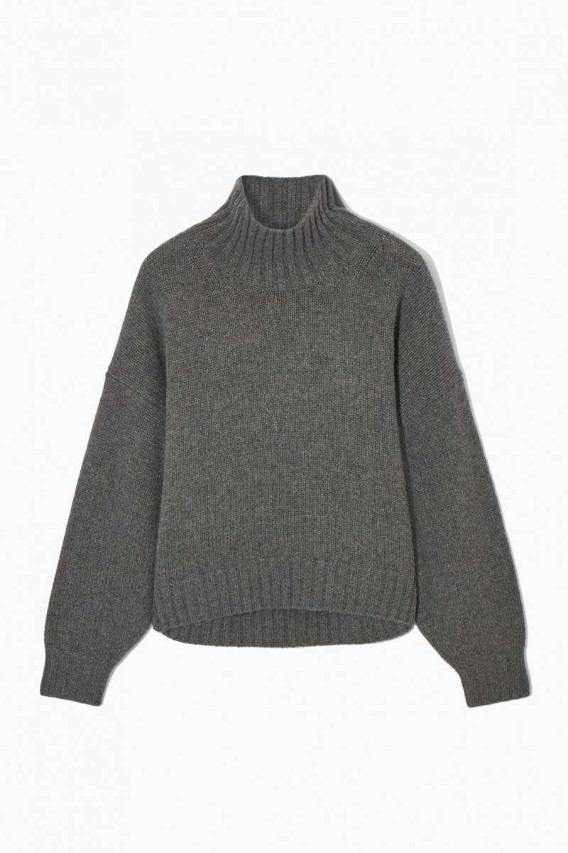 Women's COS Chunky Pure Cashmere Turtleneck Sweaters Dark Grey NZ-36CFIQNGR