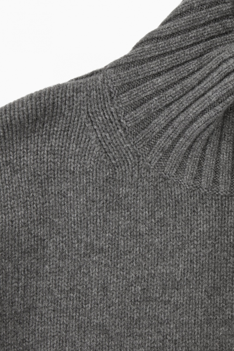 Women's COS Chunky Pure Cashmere Turtleneck Sweaters Dark Grey NZ-36CFIQNGR