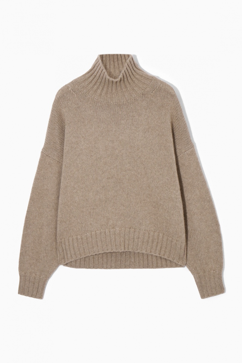 Women\'s COS Chunky Pure Cashmere Turtleneck Sweaters Beige NZ-40GLRYJBU