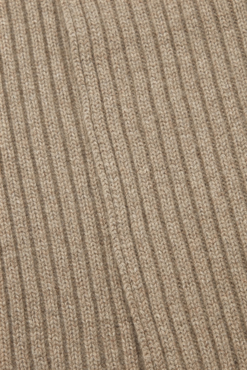 Women's COS Chunky Ribbed-Knit Pure Cashmere Scarf Beige NZ-04HDXROGZ