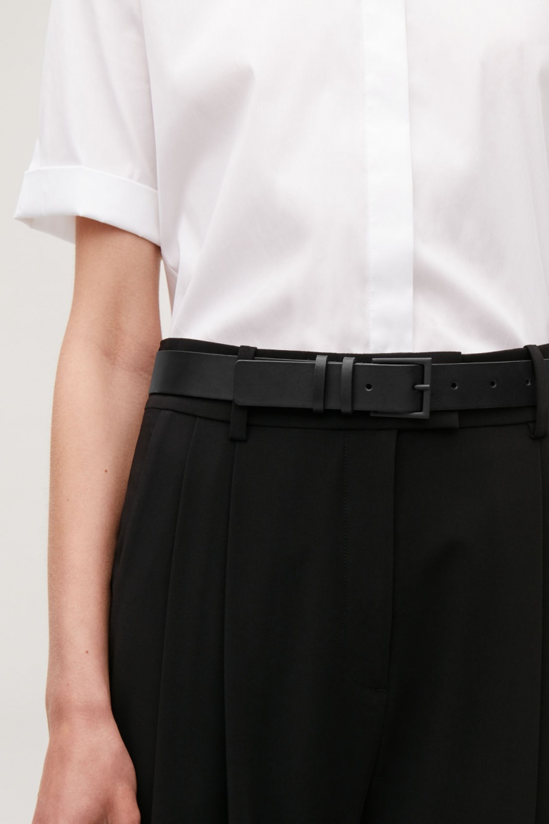 Women's COS Classic Leather Belts Black NZ-01WMQBXDO