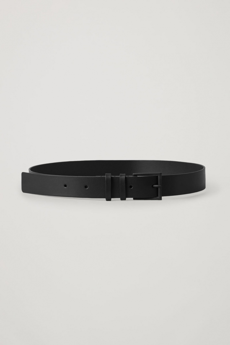 Women's COS Classic Leather Belts Black NZ-01WMQBXDO