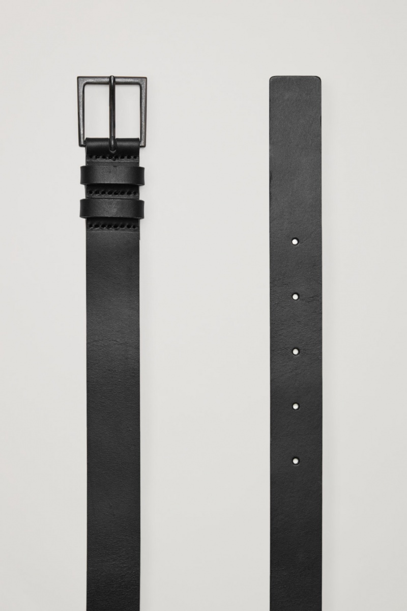 Women's COS Classic Leather Belts Black NZ-01WMQBXDO
