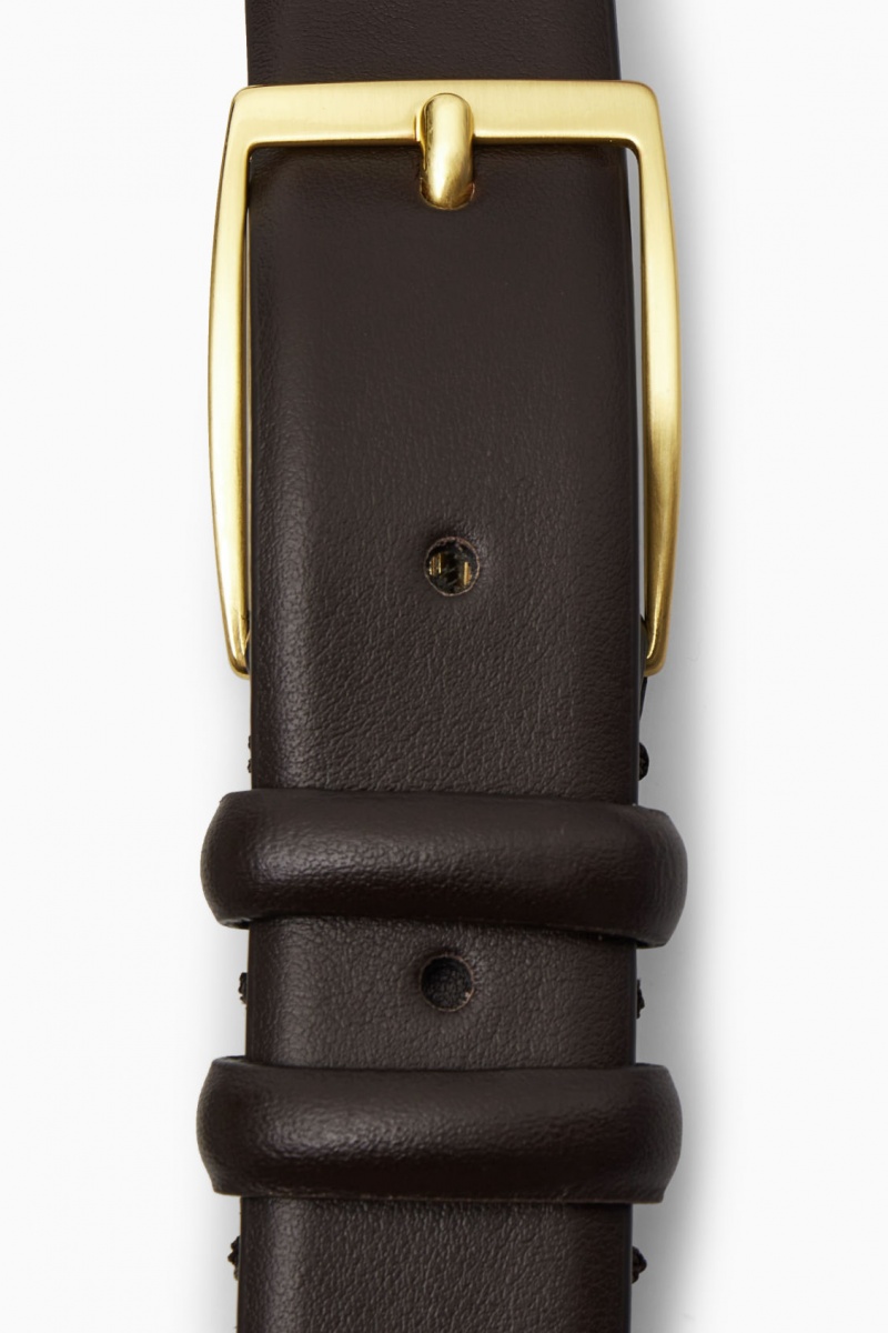 Women's COS Classic Leather Belts Dark Brown NZ-23AGCKDHU