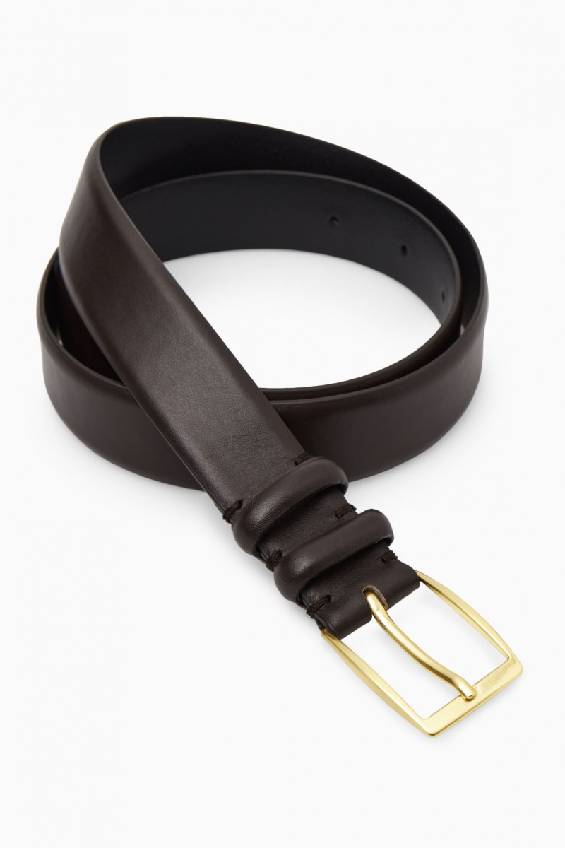 Women's COS Classic Leather Belts Dark Brown NZ-19GNMQTVL