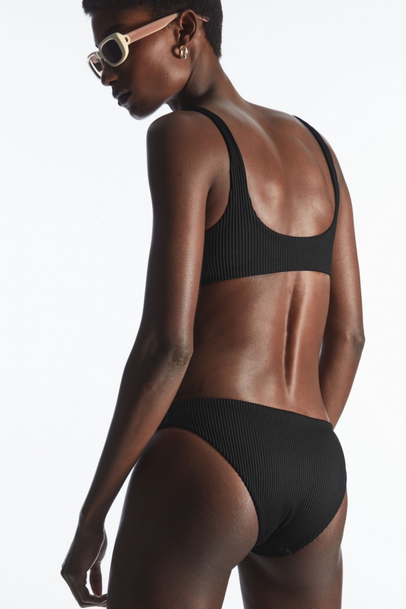 Women's COS Classic Ribbed Bikini Briefs Swimwear Black NZ-32IYLKWBM