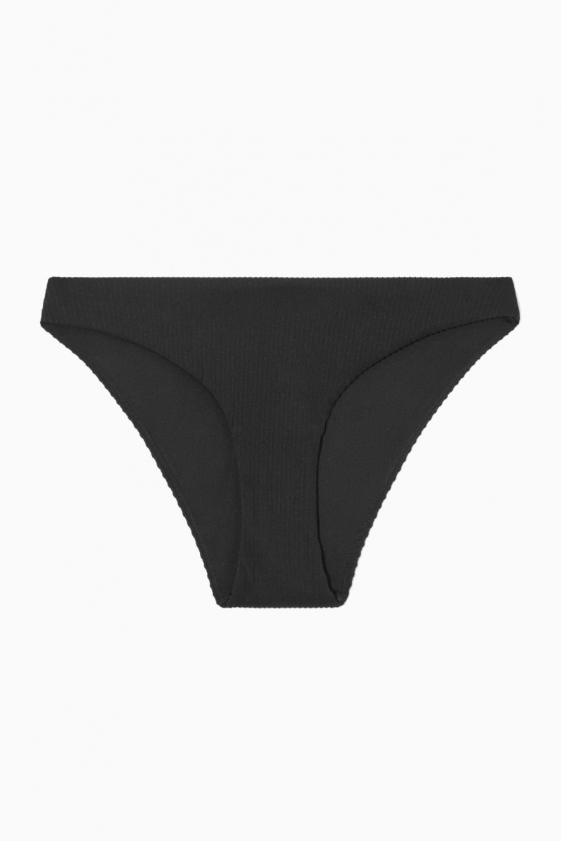 Women's COS Classic Ribbed Bikini Briefs Swimwear Black NZ-32IYLKWBM