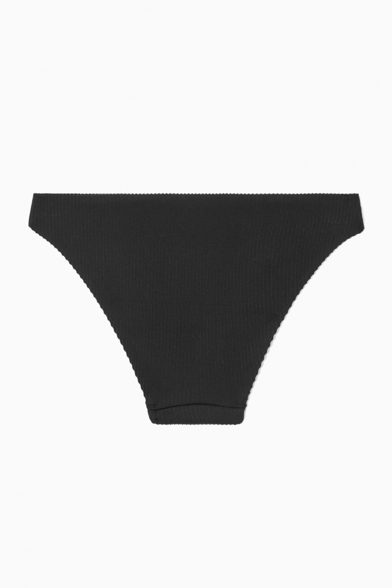Women's COS Classic Ribbed Bikini Briefs Swimwear Black NZ-32IYLKWBM