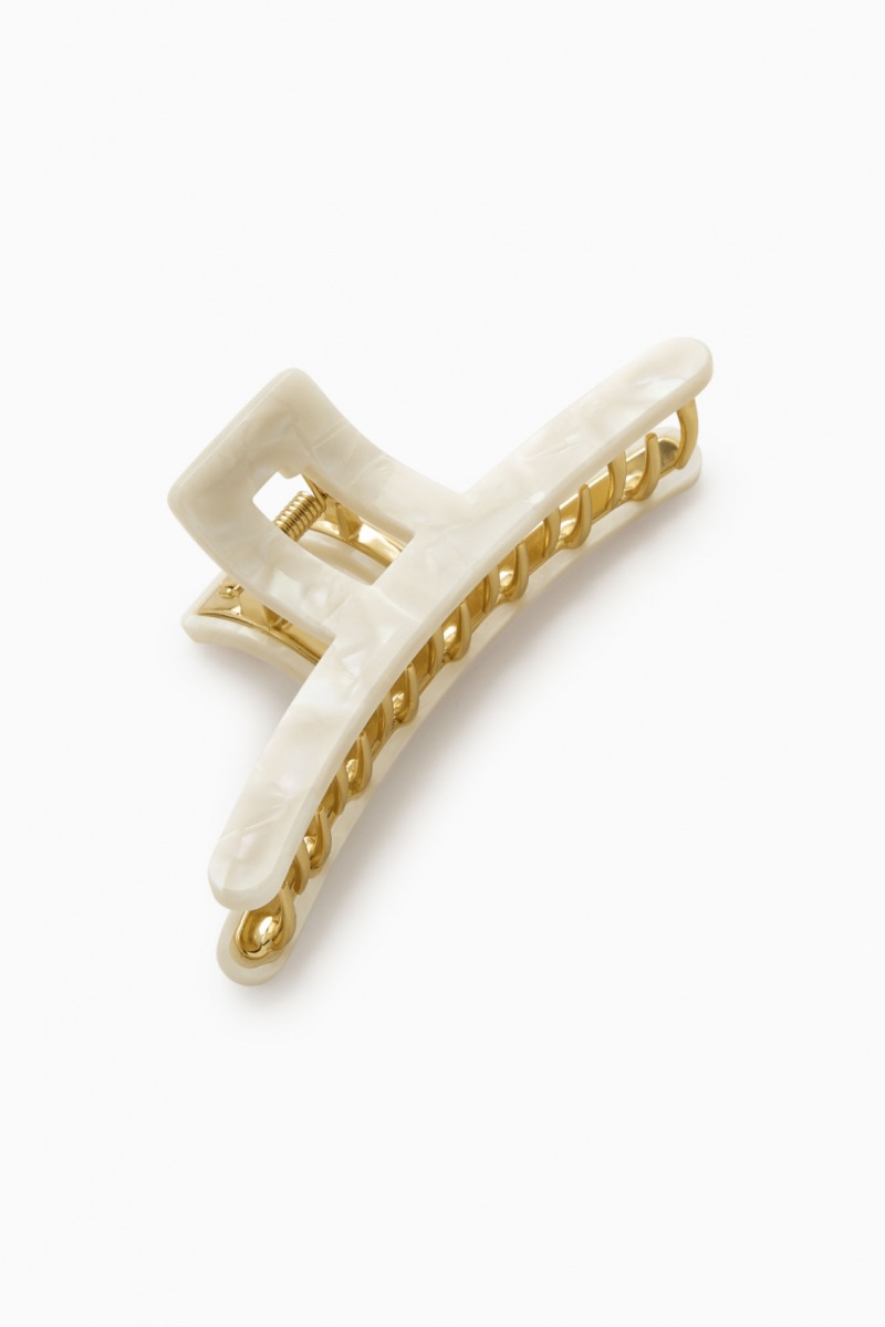 Women's COS Claw Hair Clip Hair Accessories White / Gold NZ-48OPMFEZJ