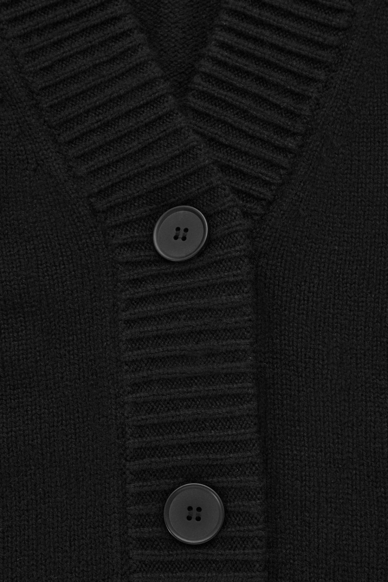 Women's COS Cocooning Wool V-Neck Cardigan Black NZ-16HTSAWDP