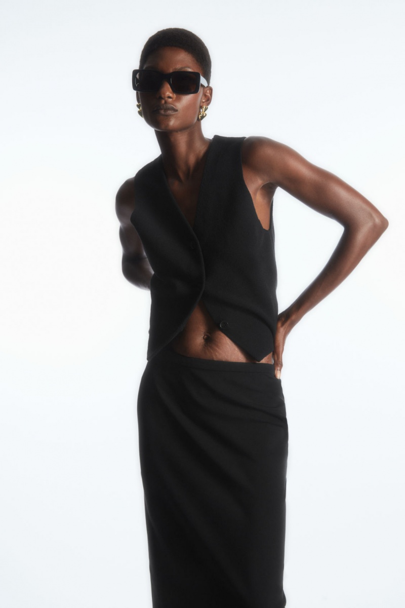 Women's COS Column Maxi Skirt Black NZ-49DSTZOCY