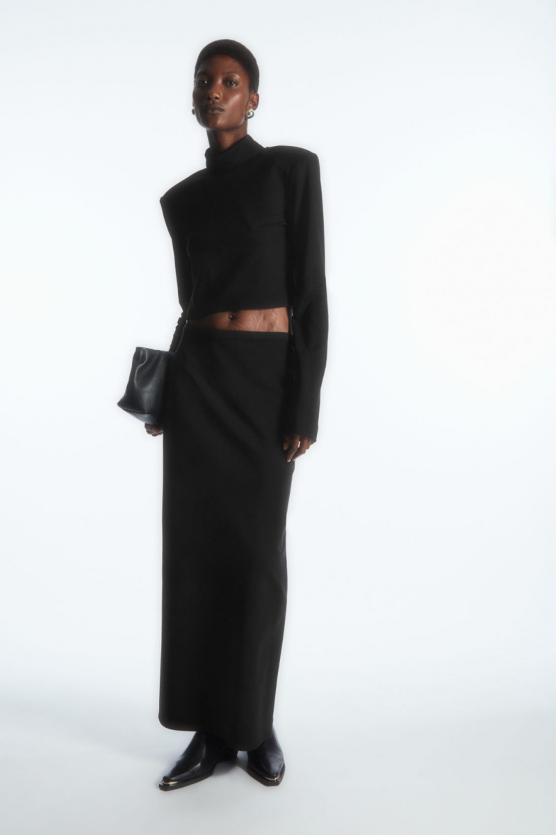 Women's COS Column Maxi Skirt Black NZ-49DSTZOCY