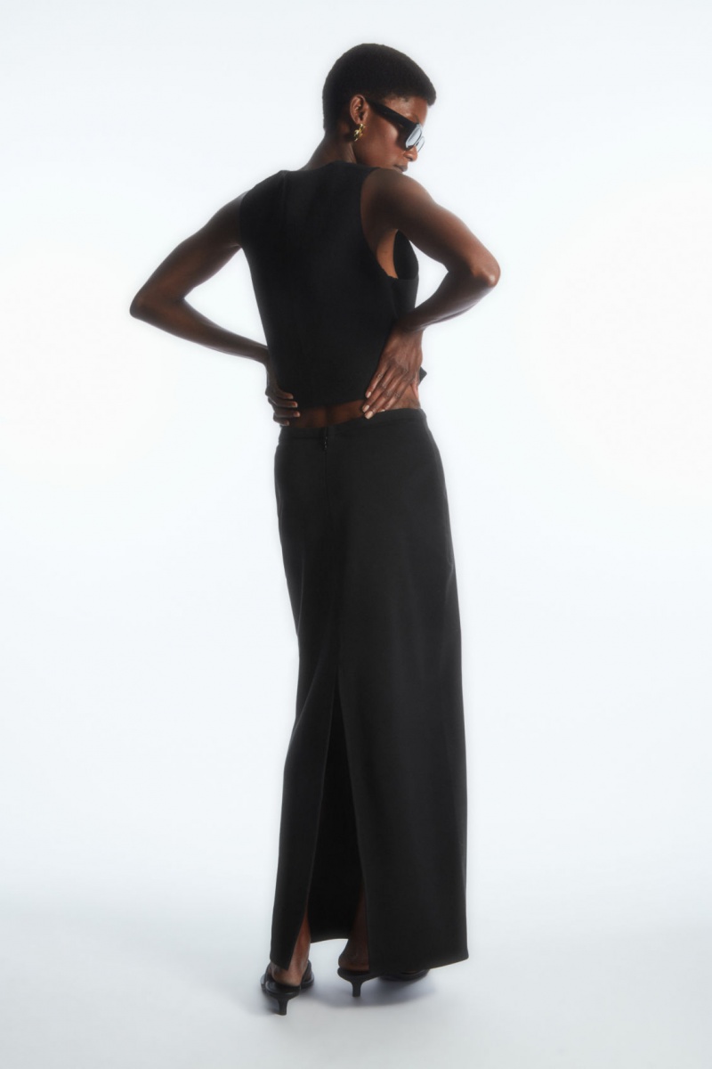Women's COS Column Maxi Skirt Black NZ-49DSTZOCY