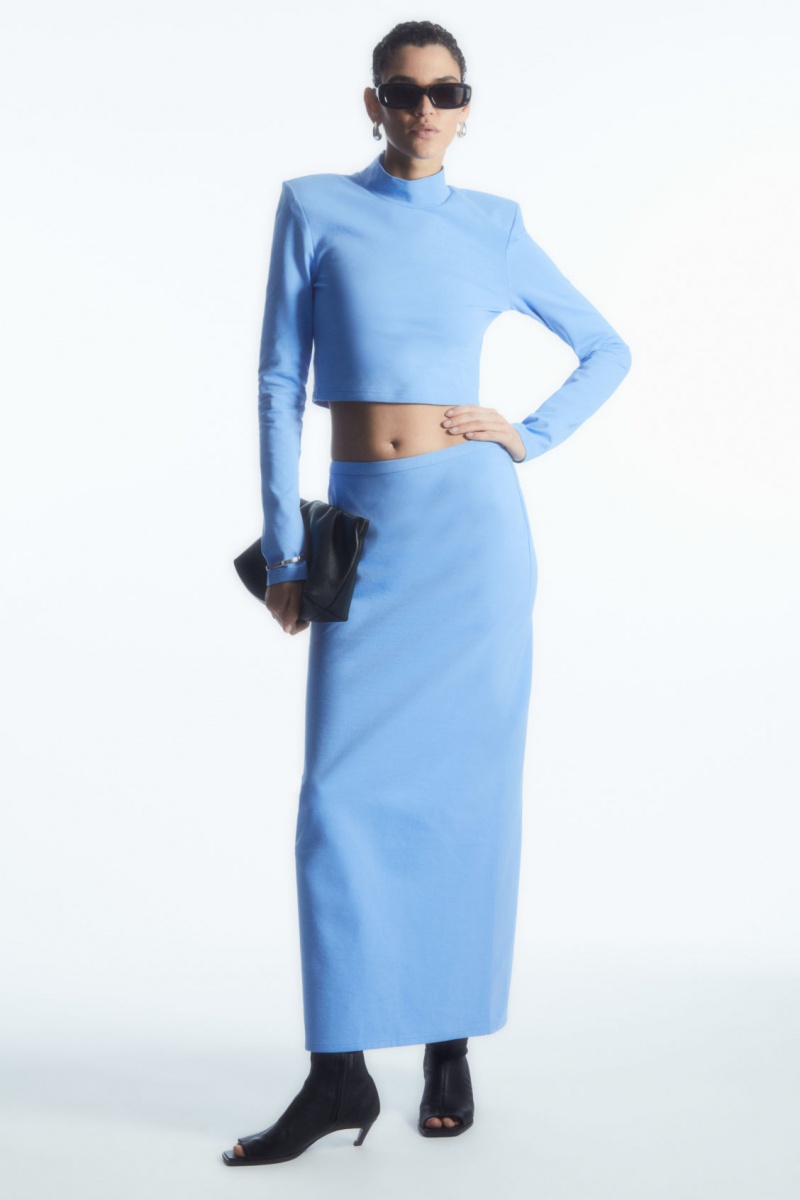 Women\'s COS Column Maxi Skirt Light Blue NZ-71QOMZXTP