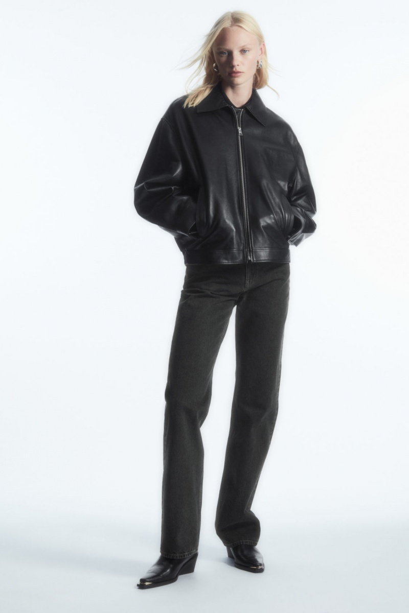 Women's COS Column Straight Jeans Black NZ-08QFHAVRY