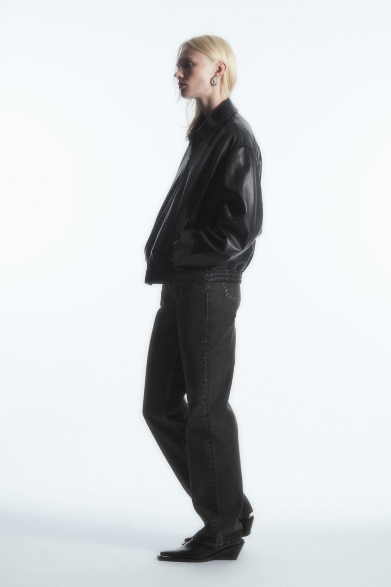 Women's COS Column Straight Jeans Black NZ-08QFHAVRY