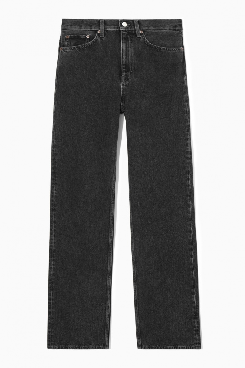 Women's COS Column Straight Jeans Black NZ-08QFHAVRY