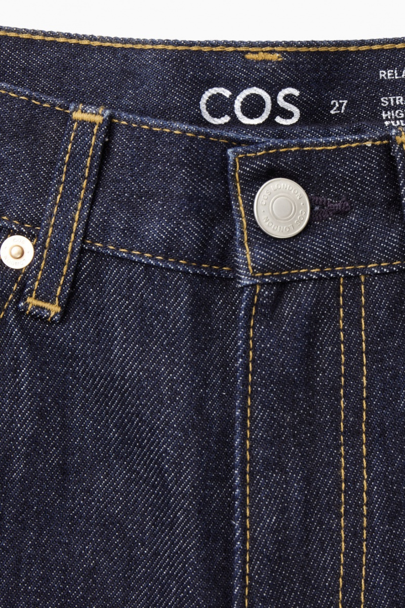 Women's COS Column Straight Jeans Dark Blue NZ-96EROCFQT