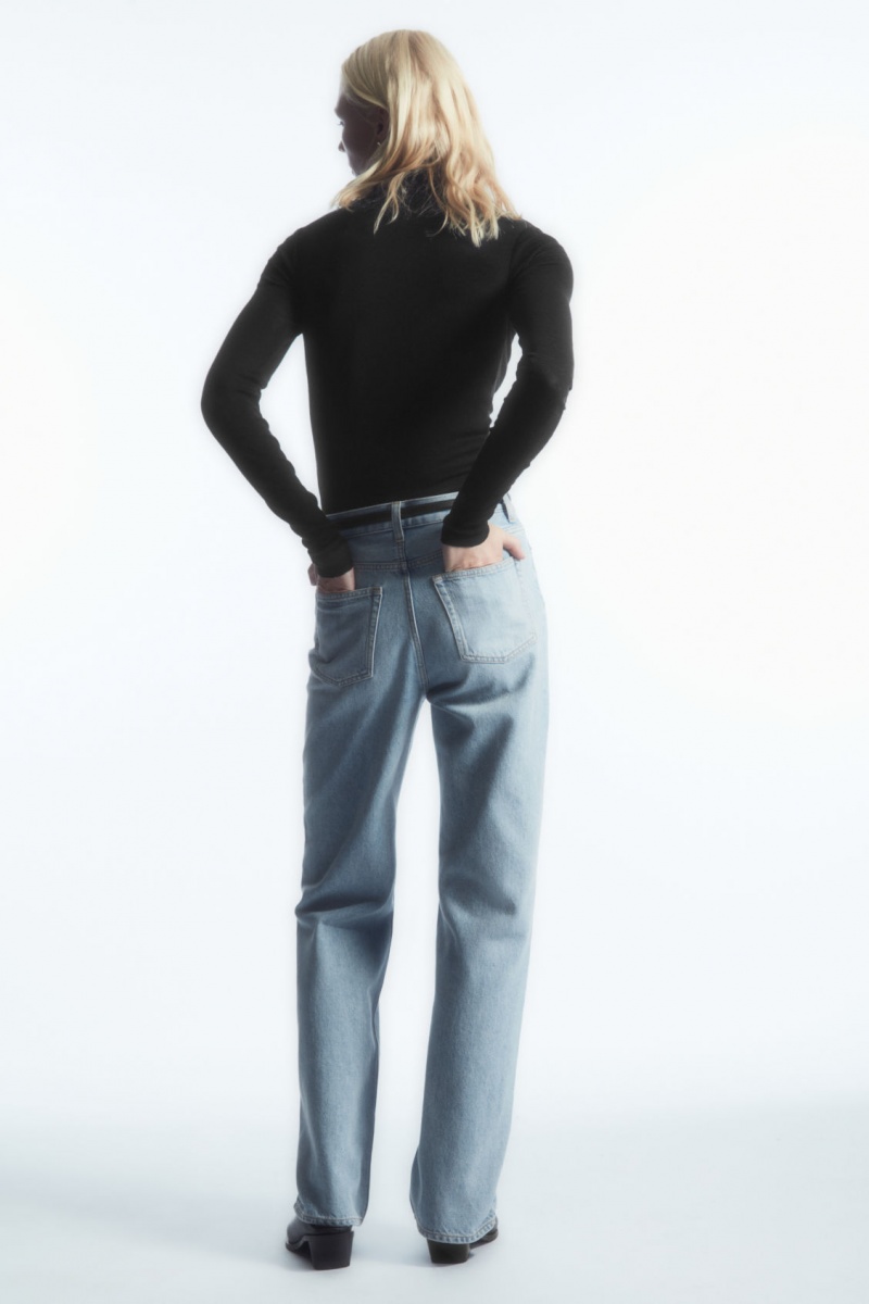 Women's COS Column Straight Jeans Light Blue NZ-18YCVUAHS