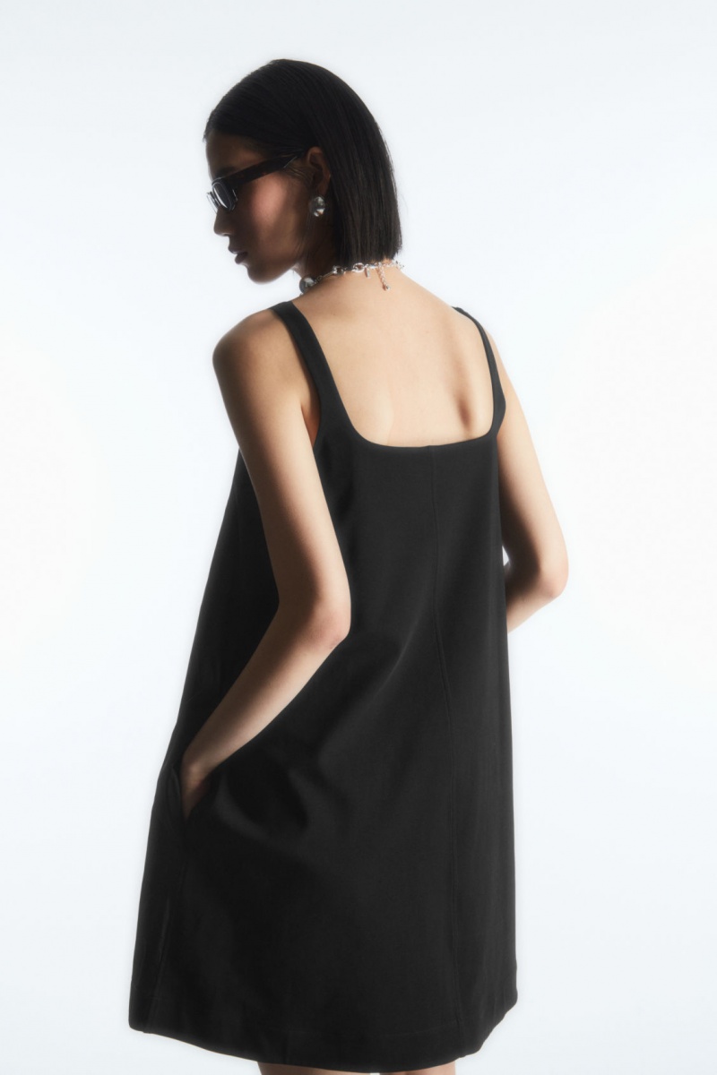 Women's COS Contrast-Panel Mini Dress Black NZ-01IOGCFXY