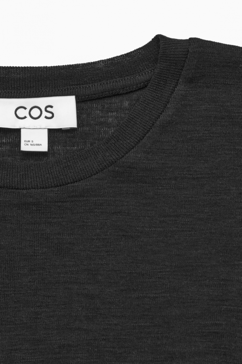Women's COS Crew-Neck Merino Wool Top Sweaters Black NZ-01JEDMAZK
