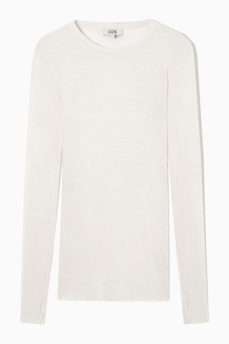 Women's COS Crew-Neck Merino Wool Top Sweaters White NZ-86OLQEXHJ