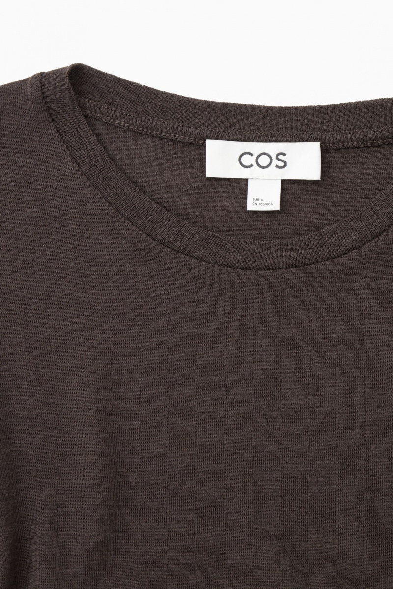 Women's COS Crew-Neck Merino Wool Top Sweaters Dark Brown NZ-06XCPNQID