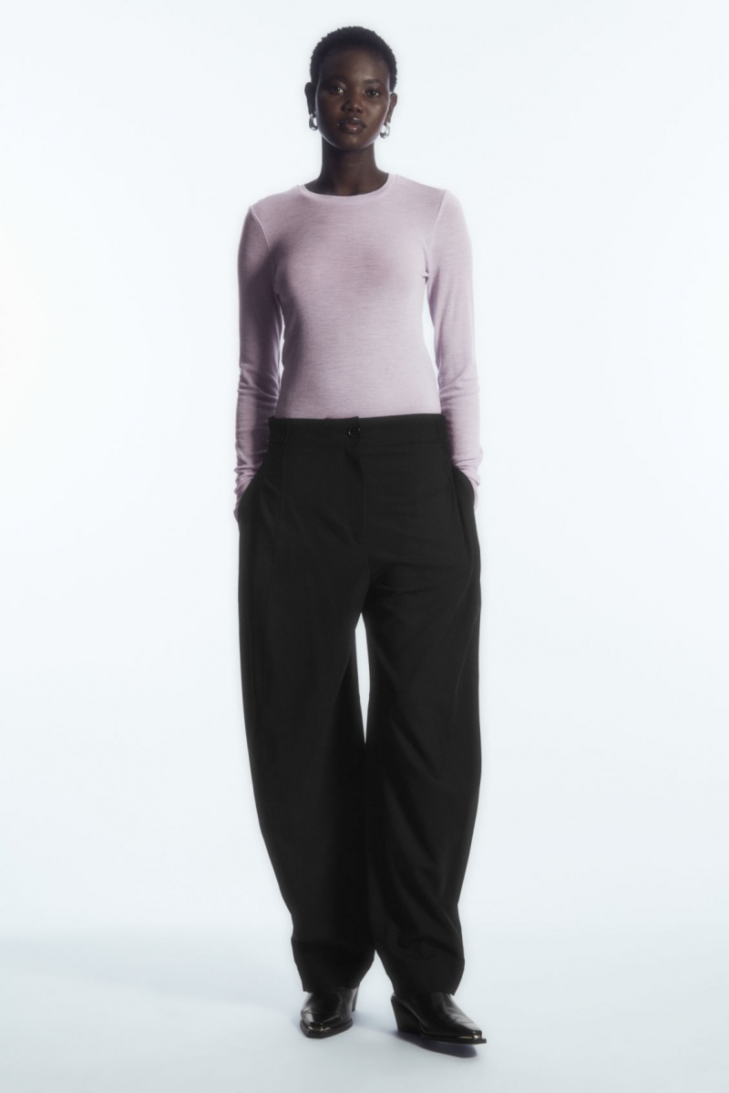 Women's COS Crew-Neck Merino Wool Top Sweaters Purple NZ-25QANSPML