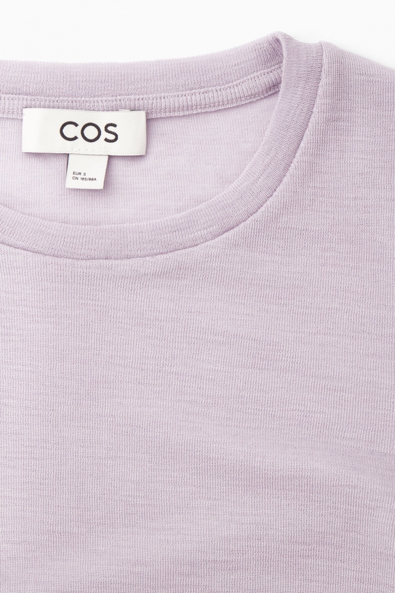 Women's COS Crew-Neck Merino Wool Top Sweaters Purple NZ-25QANSPML