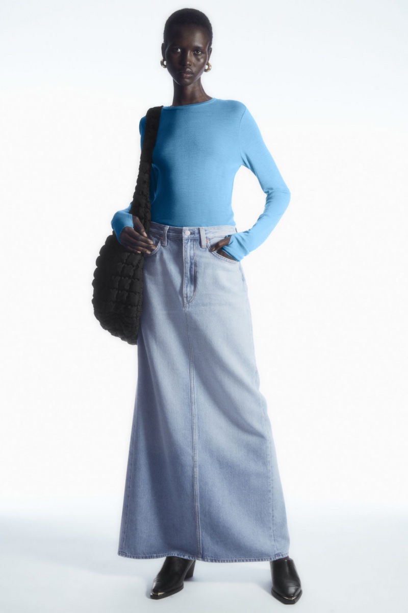 Women's COS Crew-Neck Merino Wool Top Sweaters Light Blue NZ-40NQSJPLB