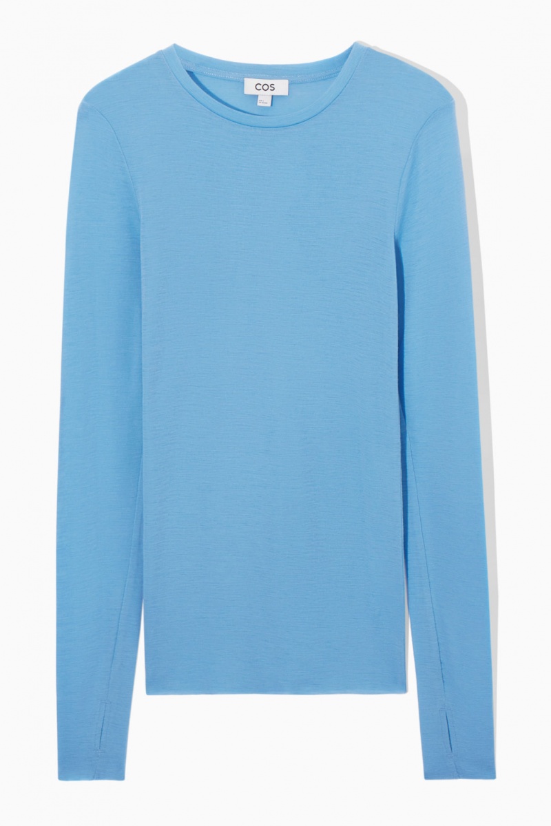 Women's COS Crew-Neck Merino Wool Top Sweaters Light Blue NZ-40NQSJPLB