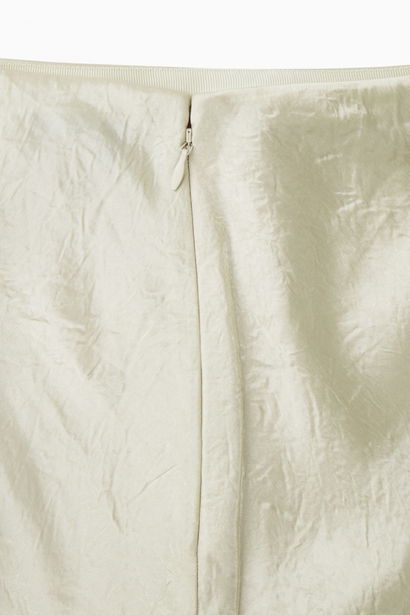 Women's COS Crinkled-Satin Maxi Skirt Cream NZ-19SXUAIFR