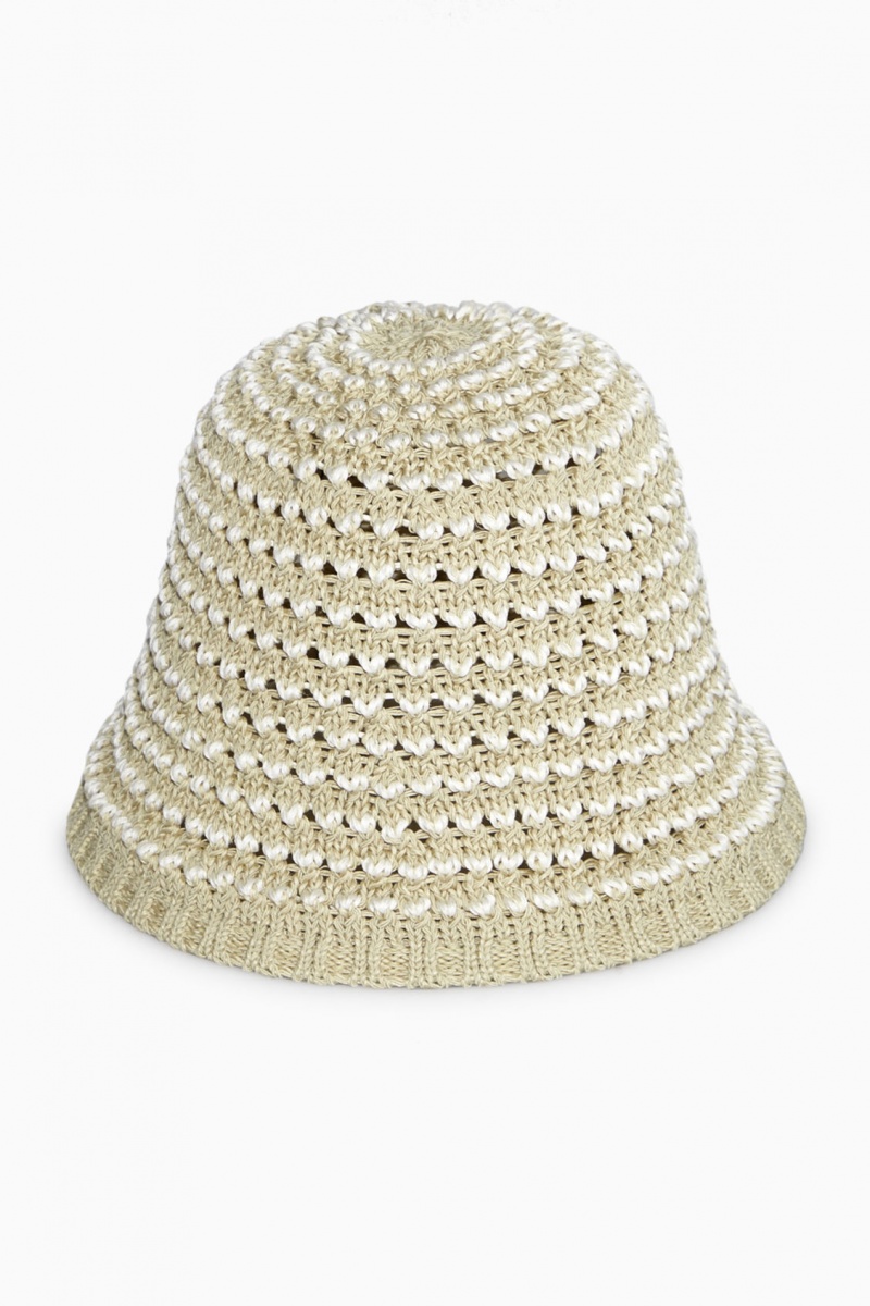 Women's COS Crochet Bucket Hats Light Beige / White NZ-72VFMSPEH